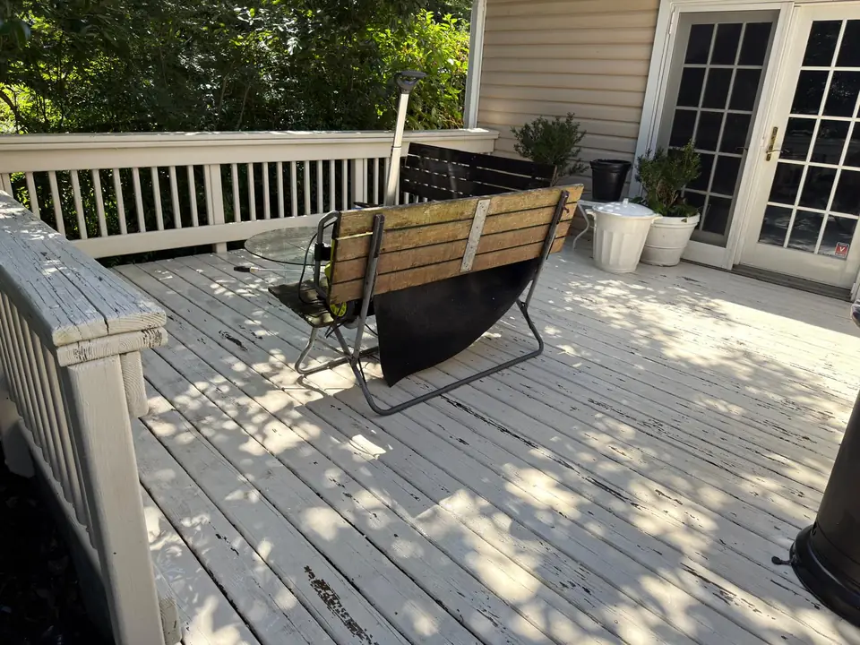 Deck and seating beside the patio doors