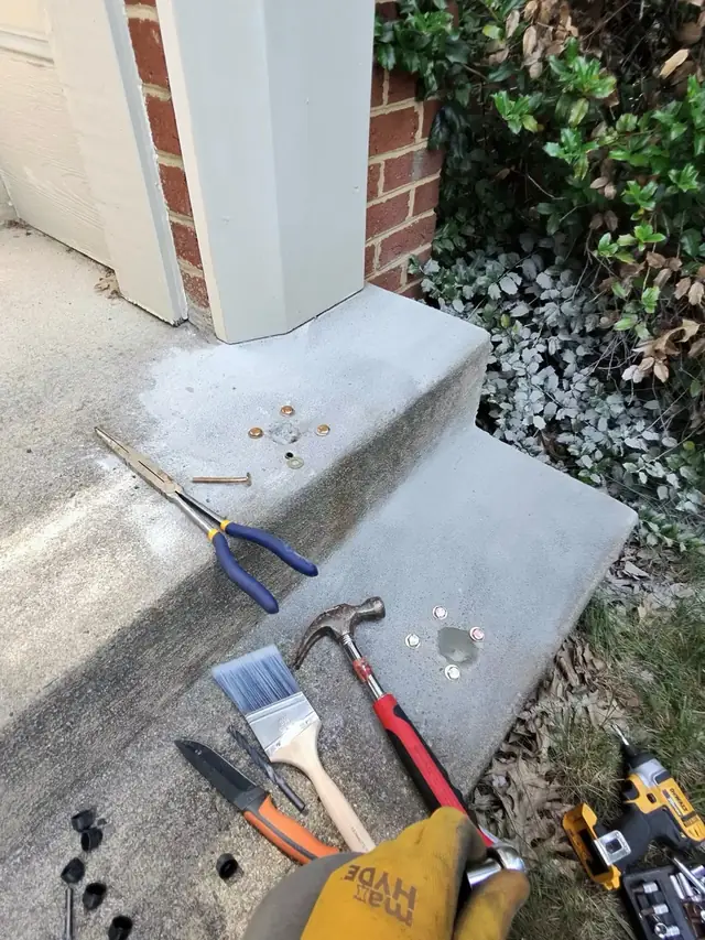 Entry-step handrails before work