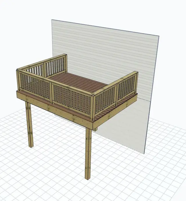 Design concept for the elevated deck and wood railings